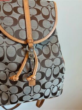 Coach Vintage Signature 'C' Jacquard Canvas/Leather Backpack Brown/Khaki